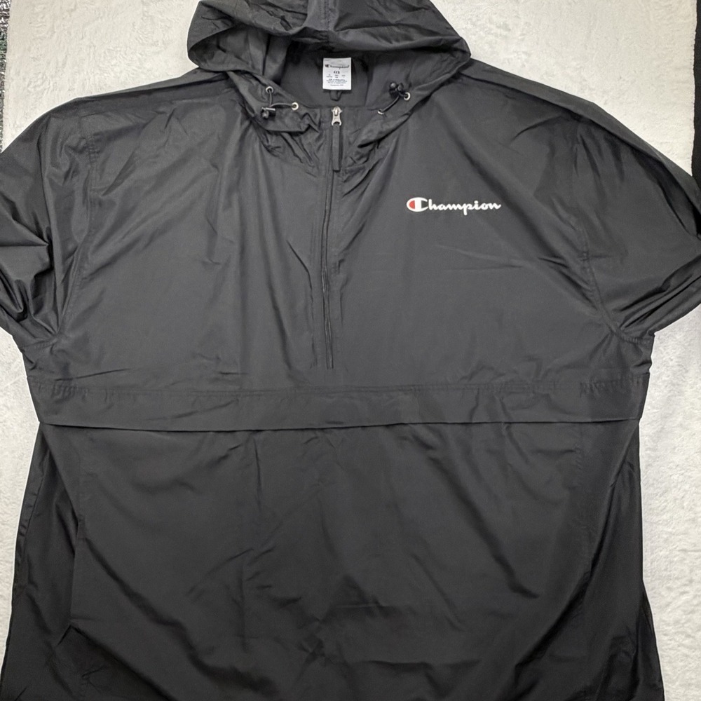 Champion Jacket Mens Big 3X Black Stadium Pac Packable Hooded Windbreaker